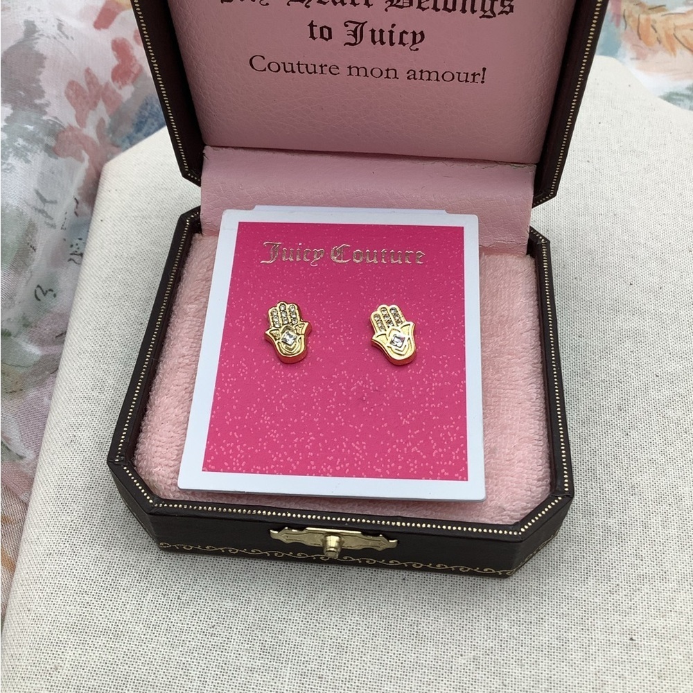 Juicy Couture Hamsa Hands Gold Stud Earrings#348